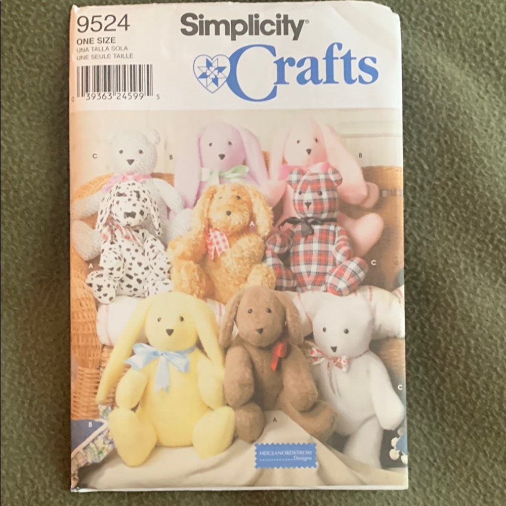NWT Simplicity Crafts pattern 9524. Stuffed animals. One size
